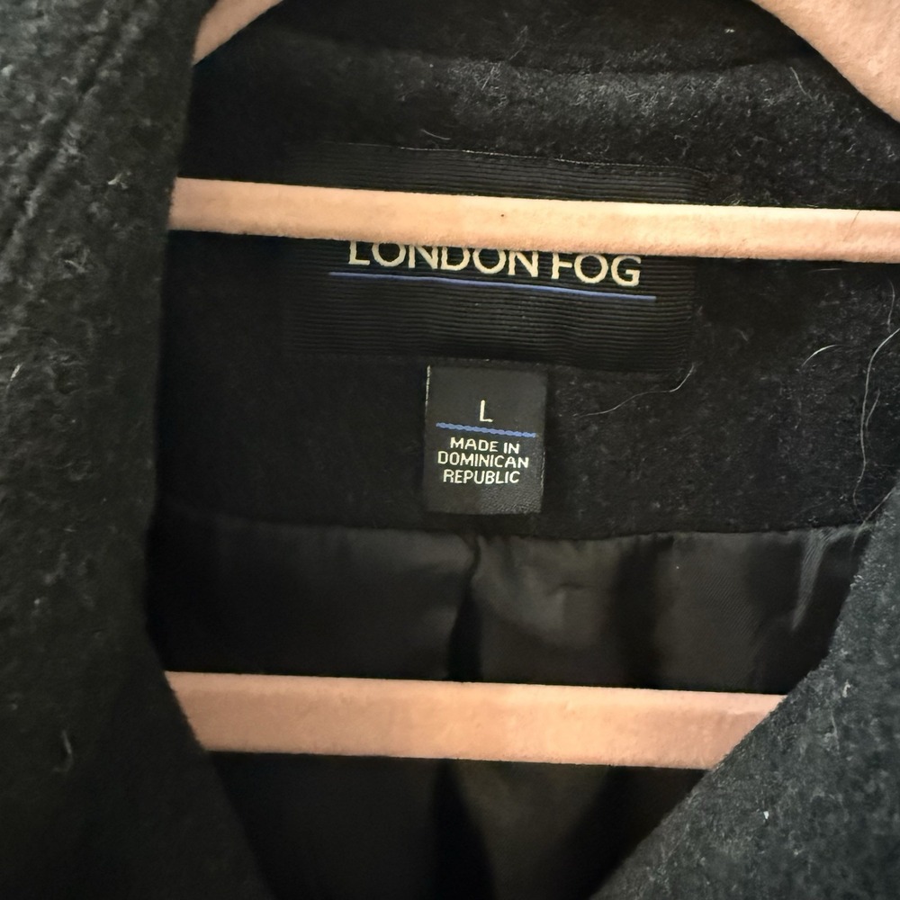 London Fog Women's Wool Blend Double Breasted Pea Coat Dark Grey L Classic - Picture 3 of 12